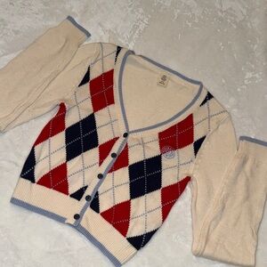 Urban Outfitters Blue and Cream Knit Top